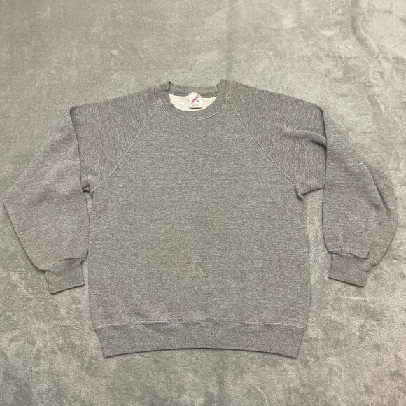 Vintage 90s Jerzees Sweatshirt Mens Medium Gray Blank Crewneck Made In USA - Picture 1 of 10